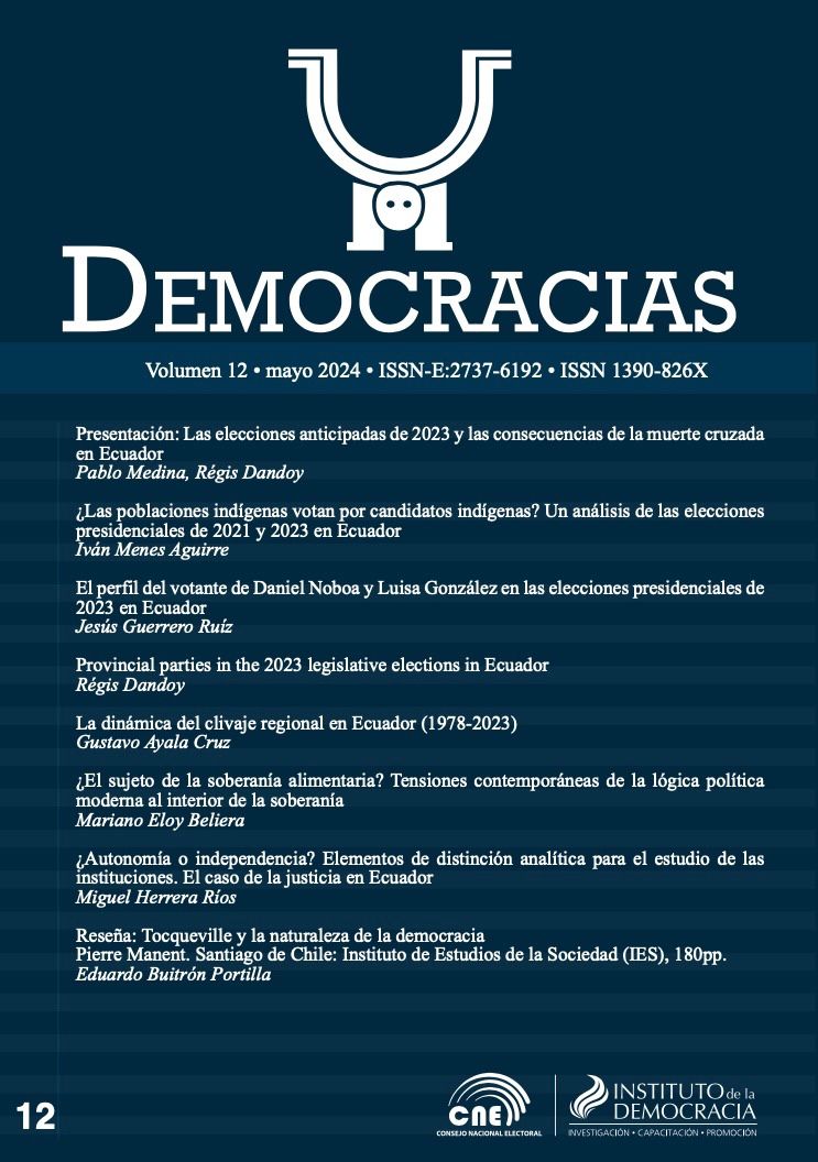 					Ver Vol. 1 Núm. 12 (2024): Elecciones anticipadas 2023 en Ecuador
				